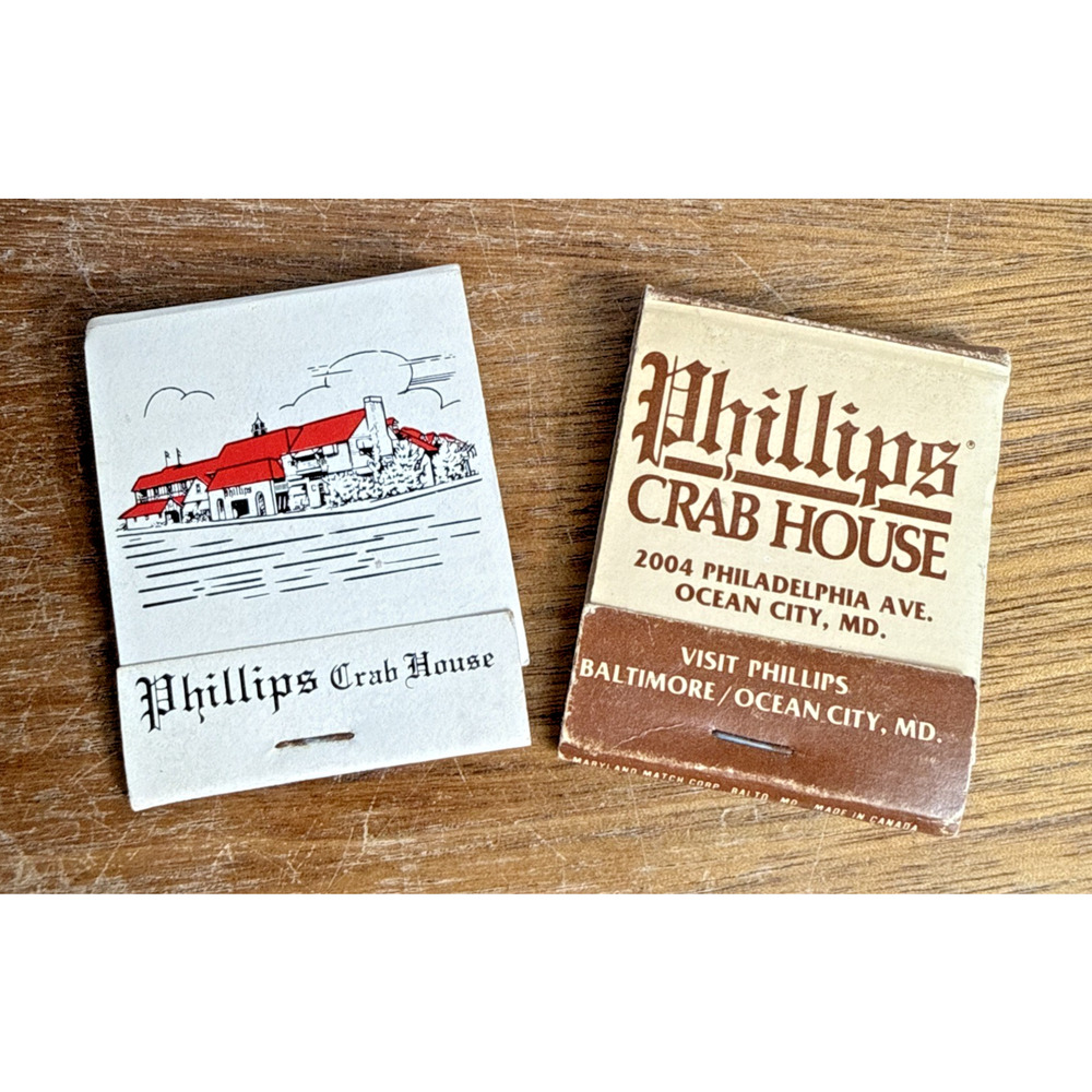 Phillips Crab House Matchbook Ocean City Baltimore Restaurant Ads Vintage MD USA